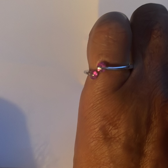 Sterling Silver 925 “Double Round” Ruby CZ Ring Size: 8 - Picture 5 of 6